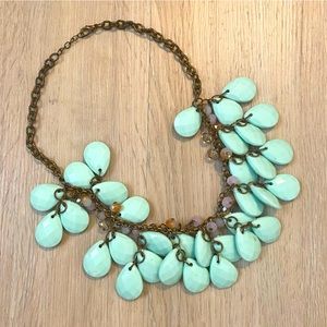Tiffany Blue Acrylic Beaded Bibb Necklace on Delicate Golden Chain